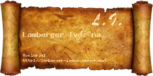 Lamberger Ivána névjegykártya